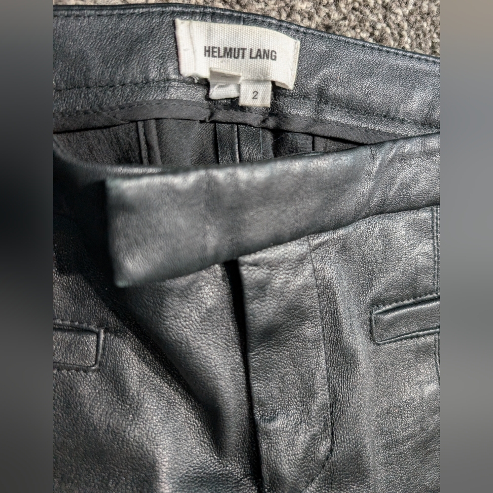Helmut Lang Black Lamb Leather Cropped Pants - Picture 3 of 4